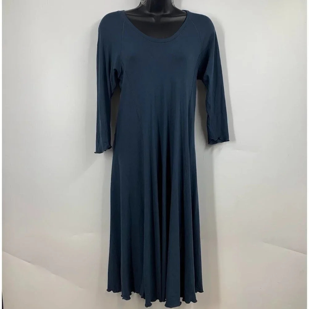 Angelrox Women's Round Neck Bamboo 3/4‎ Sleeve Stretch Midi Dress One Size